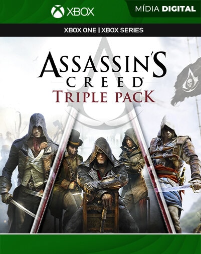Assassins Creed: Triple Pack Black Flag, Unity, Syndicate - Xbox One / XS - Mídia Digital