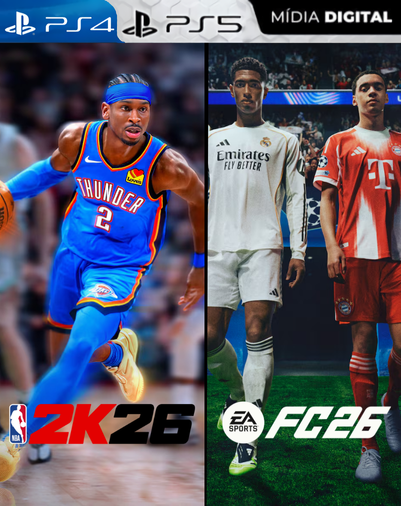 Combo NBA 2K26 + FC 26 PS4 Digital | Jogos Originais Fonte dos Games
